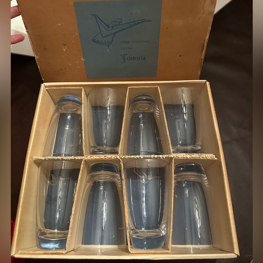 Fostoria crystal thunderbird glasses